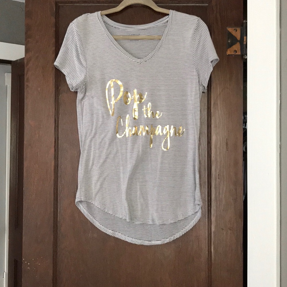 “Pop the Champgne” stripped tee